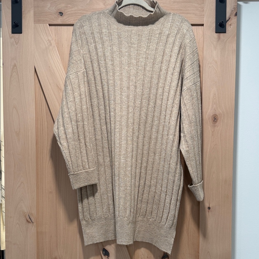 TOPSHOP Mock Neck Cozy Ribbed Knit Sweater Dress (US Size 4-6)